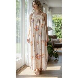 Vintage Chloe paris New York 80s Peach Satin Slip Dress Lingerie floral